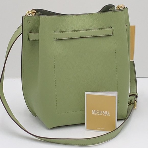 Michael Kors Emilia Small Bucket Bag Messenger Leather Light Sage - Picture 4 of 16